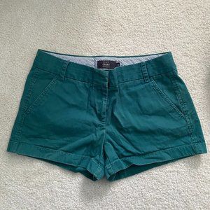 Green J Crew 3" Chino Shorts